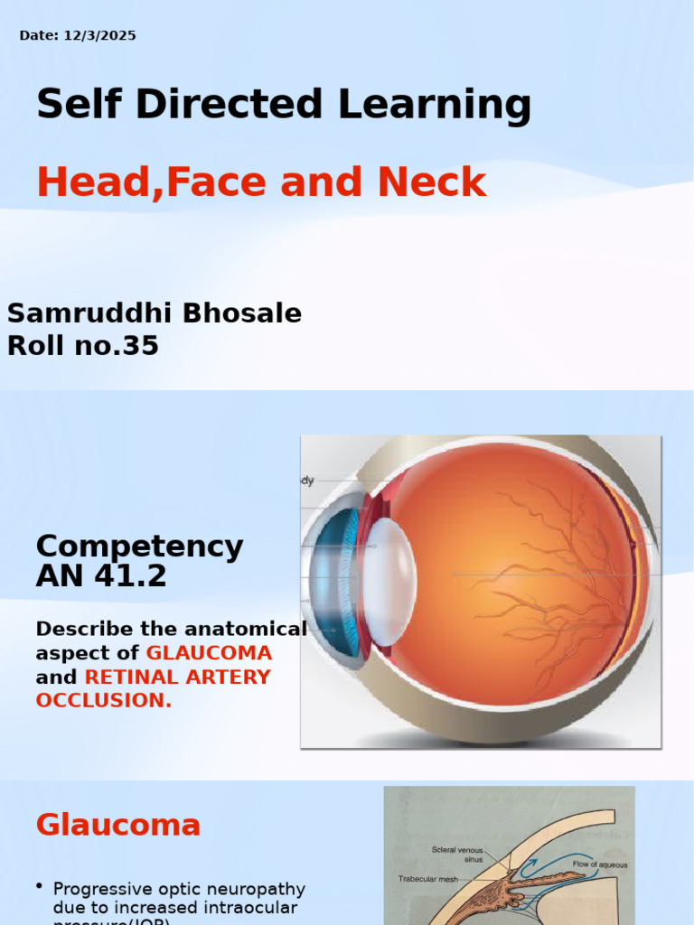 Glaucoma and Retinal Artery Occlusion Guide | PDF