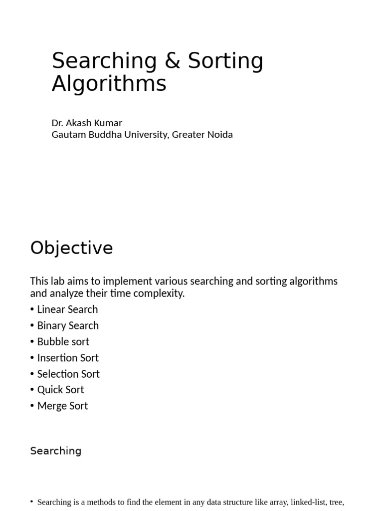 Sorting and Searching | PDF | Algorithms And Data Structures | Algorithms