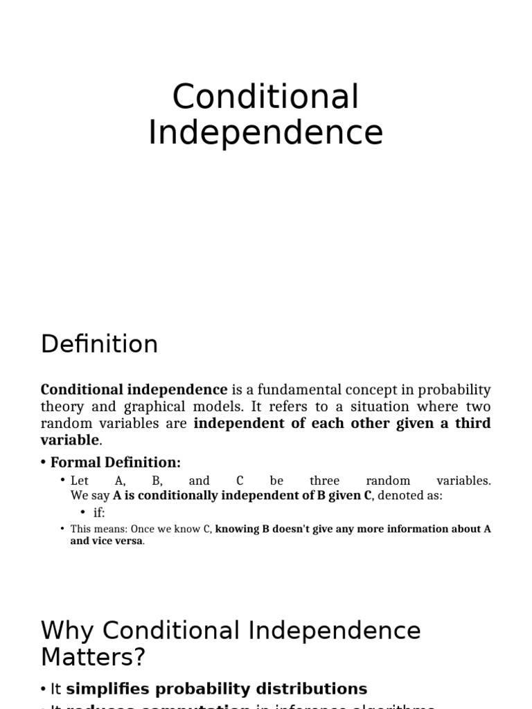 Understanding Conditional Independence | PDF | Bayesian Network ...