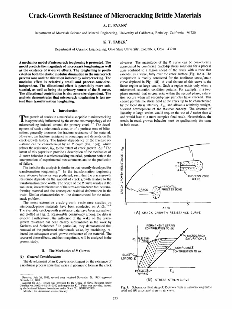 Evans, Faber - 1984 - Crack Growth Resistance of Microcracking Brittle ...