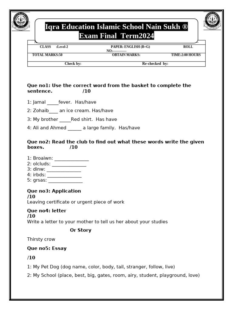 Class 2 English (B+G) | PDF