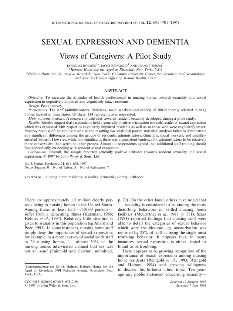 Holmes (1998) Sexual Expression and Dementia Views of Caregivers A ...
