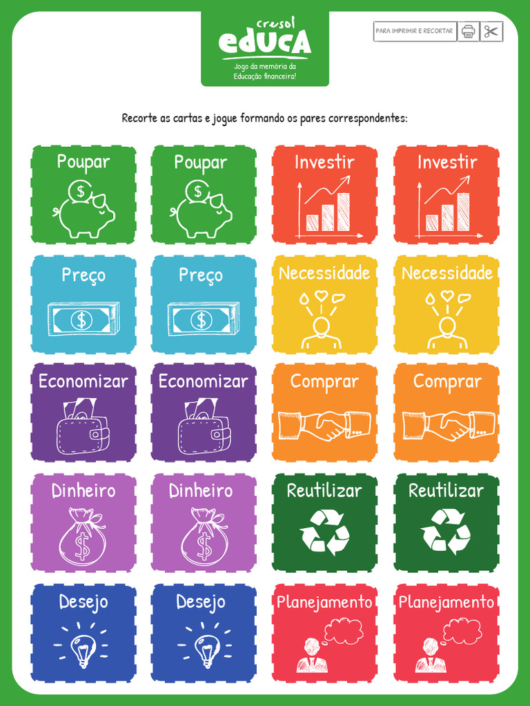 Jogo da Memória: Educação Financeira | PDF