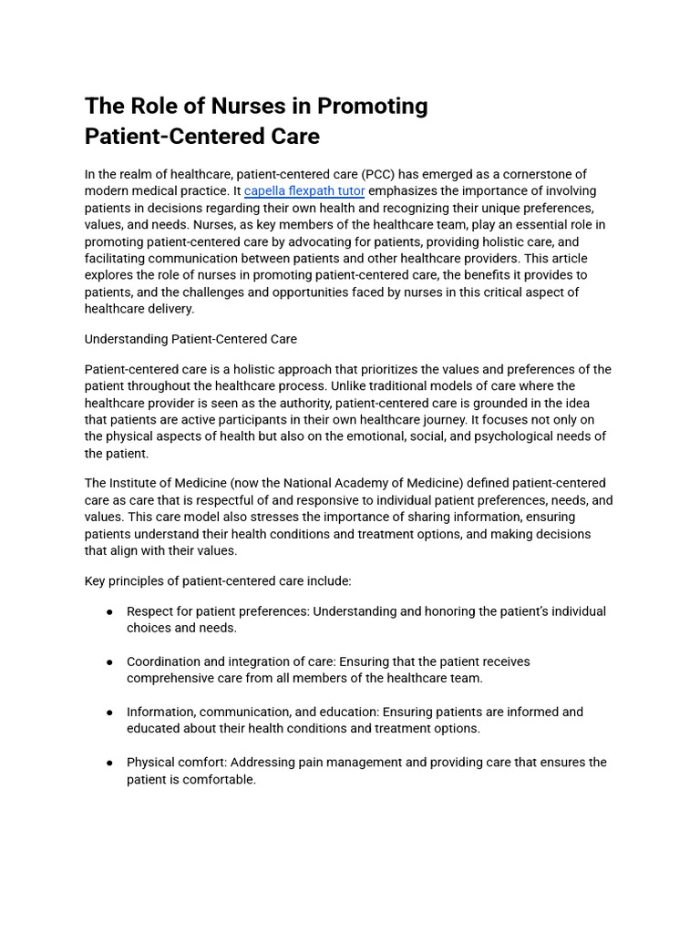 Nurses' Impact on Patient-Centered Care | PDF | Nursing | Health Care