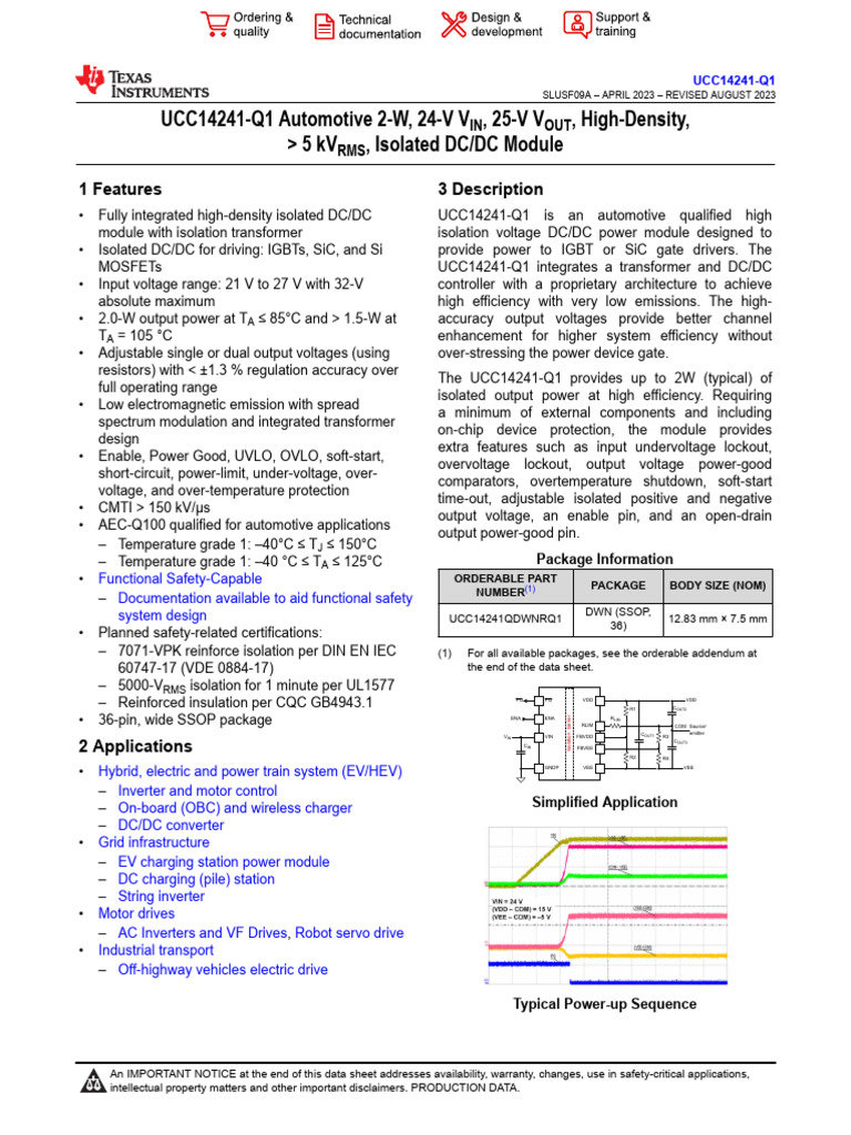ucc14241-q1 | PDF | Electrical Engineering | Electrical Circuits