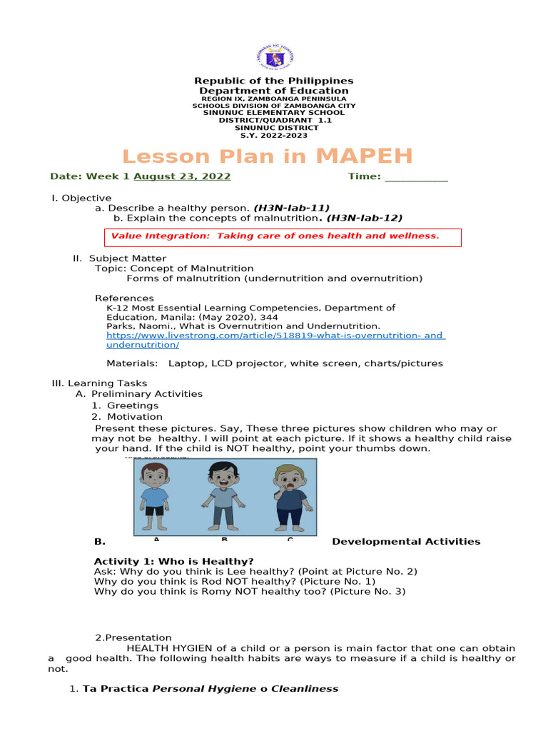 Daily LP in Health 3 w1 | PDF | Sicología | Determinantes de la salud