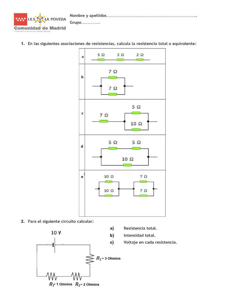 Cálculos de Resistencia y Corriente Eléctrica | PDF