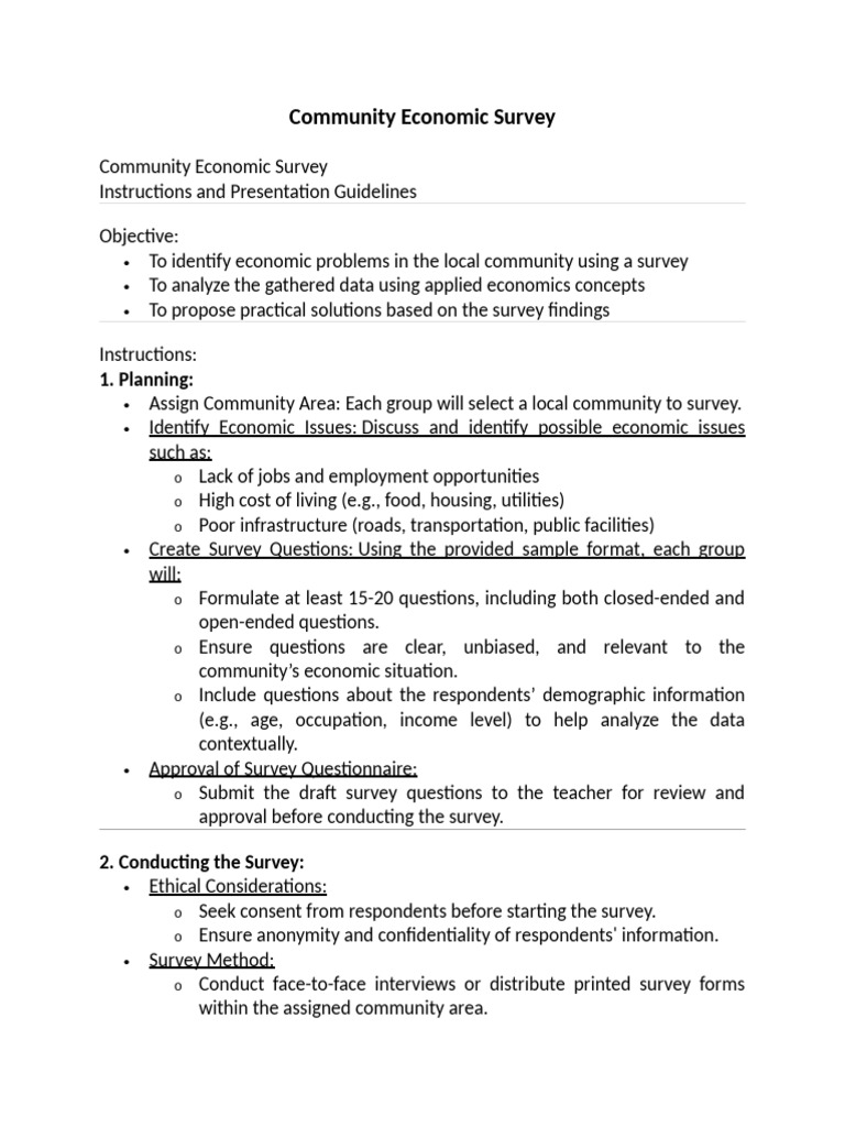 Community Economic Survey Guidelines | PDF | Cost Of Living | Survey ...