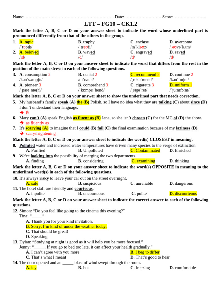 English Language Test Practice | PDF | Earth | Greenhouse Effect