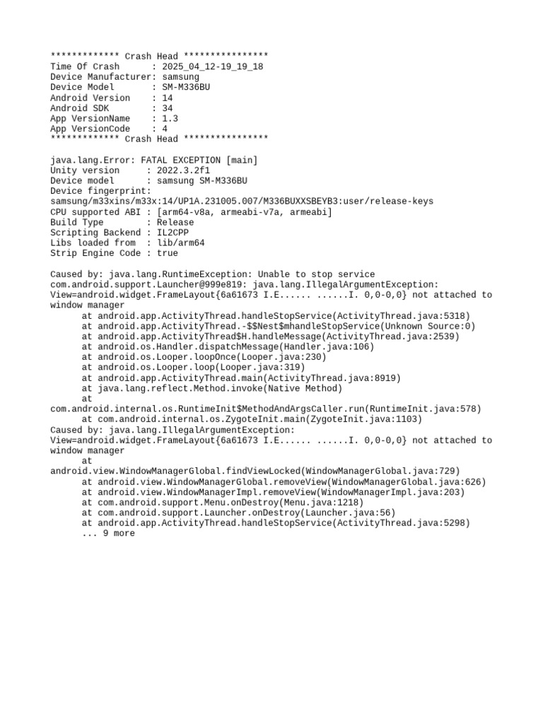 Samsung SM-M336BU Crash Report | PDF