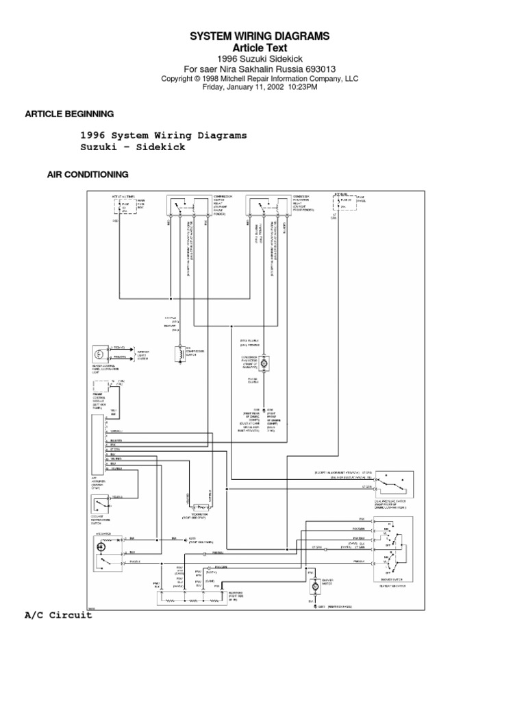 95 Suzuki Sidekick Wiring Diagram | Transport | Motor Vehicle | Prueba