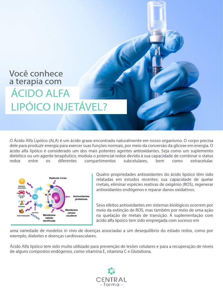 Ala ÁCIDO ALFA LIPÓICO INJETÁVEL | PDF | Antioxidante | Diabetes