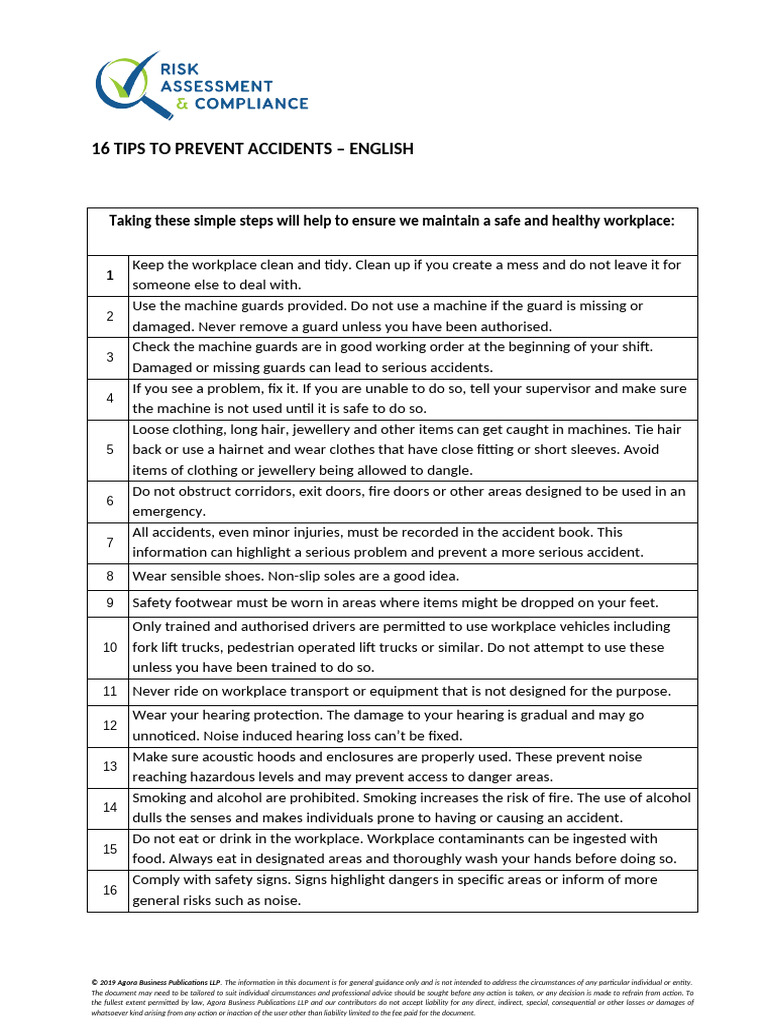 Accident Prevention 16 Tips in English and Polish | PDF | Clothing | Safety