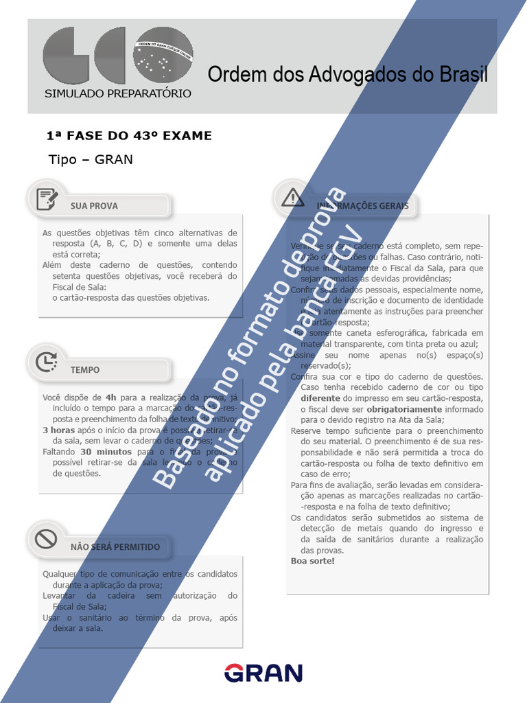 Instruções para Prova OAB 43ª Fase | PDF | Advogado | Tratado