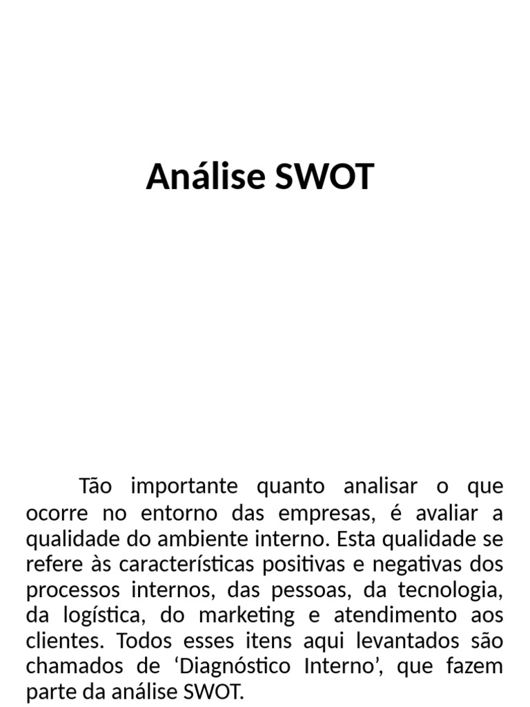 Análise SWOT: Diagnóstico Interno e Externo | PDF | Análise SWOT ...