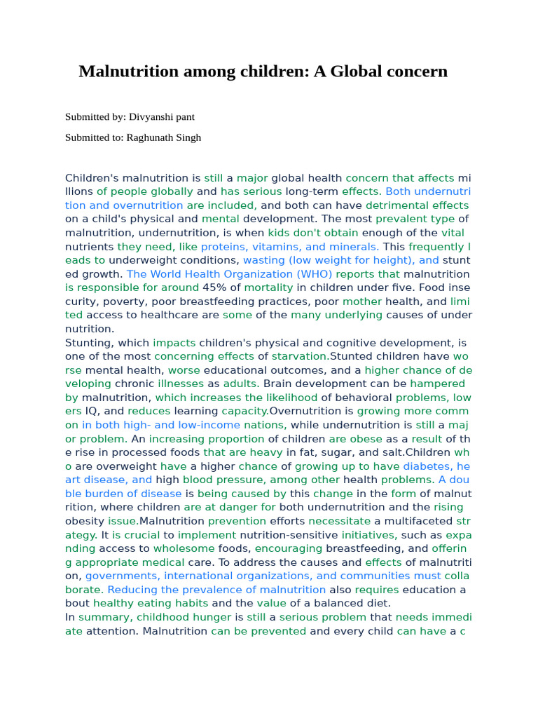 Global Child Malnutrition Crisis | PDF | Malnutrition | Health Care