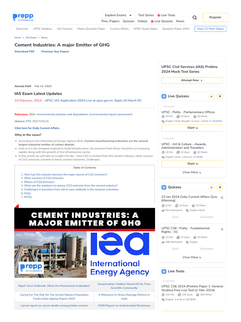 Cement Industries - A Major Emitter of GHG | PDF | Cement | Carbon Dioxide