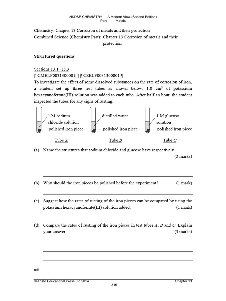 Chapter 13 Structured Questions | PDF | Rust | Iron
