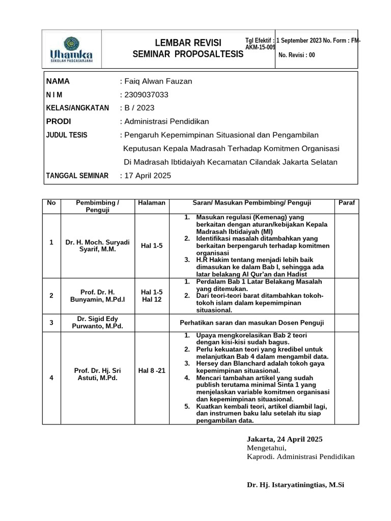 Form Revisi Faiq | PDF