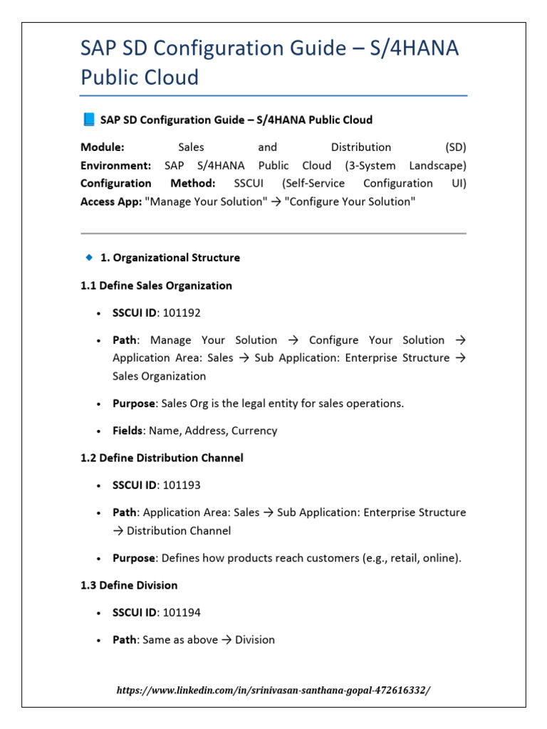 SAP SD Configuration in S/4HANA Cloud | PDF | Cloud Computing | Invoice