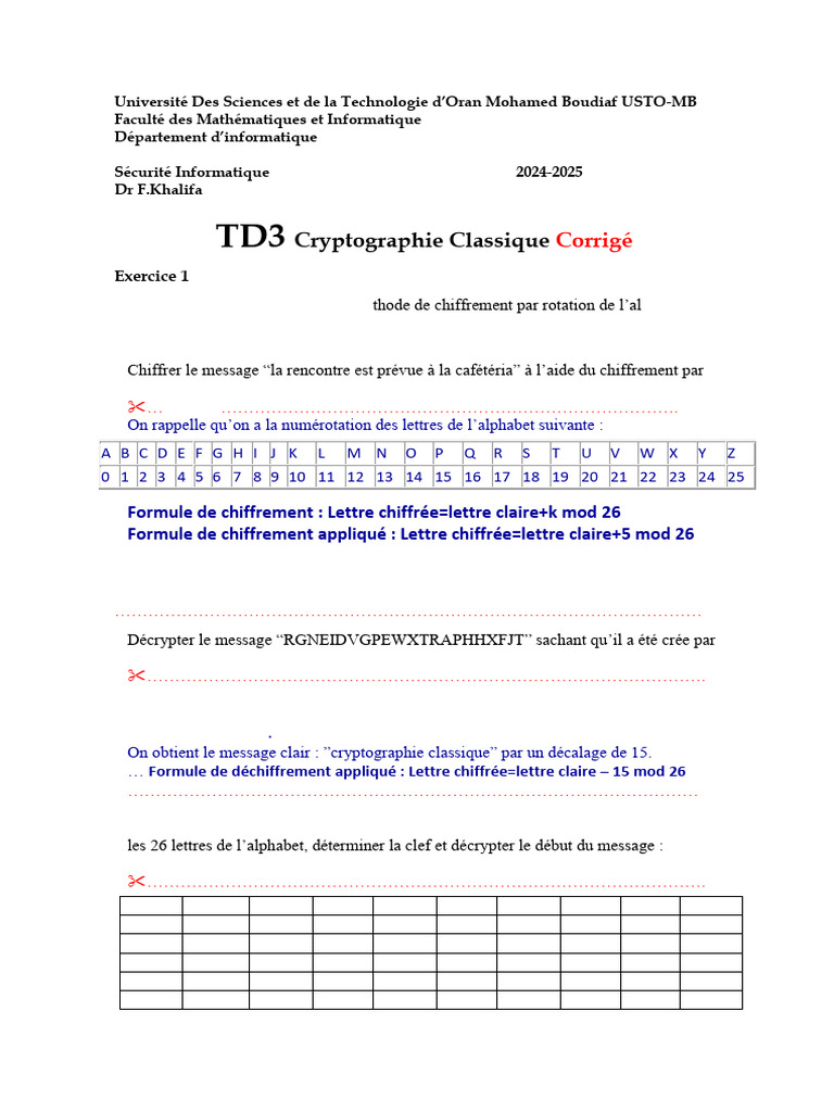 TD3 Correction | PDF | Cryptage | Technique du renseignement