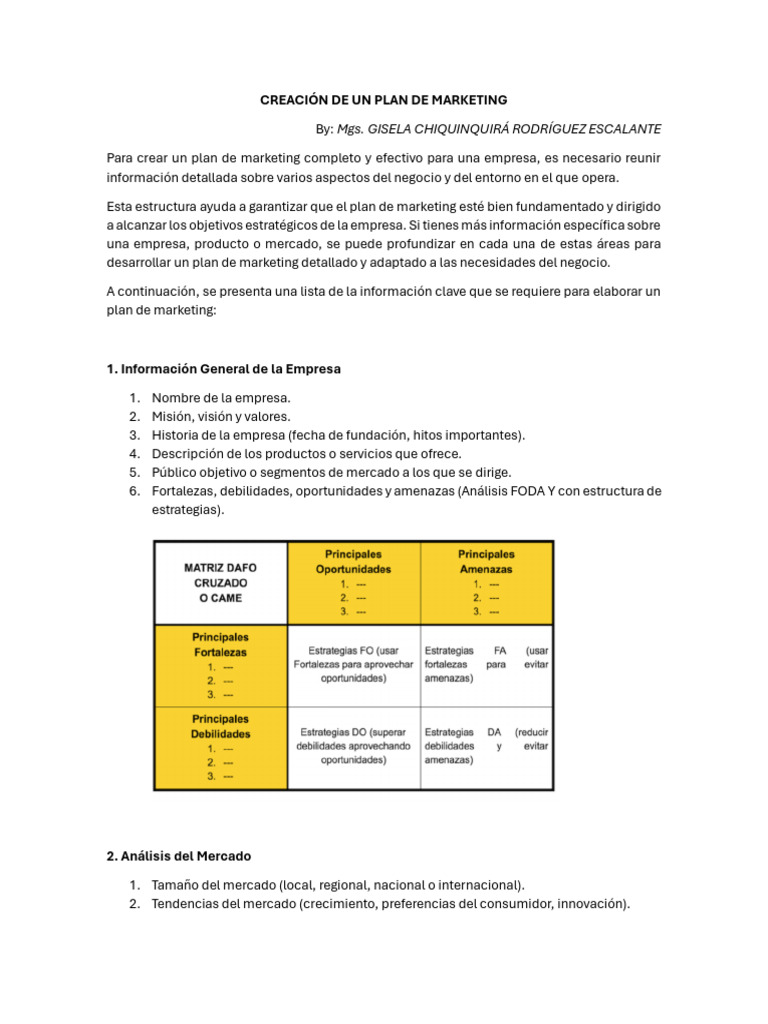 Creación de Un Plan de Marketing | PDF | Marketing | Producto (Negocio)