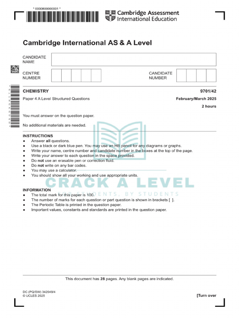 Feb-March 2025 9701 42 QP - Crack A Level | PDF