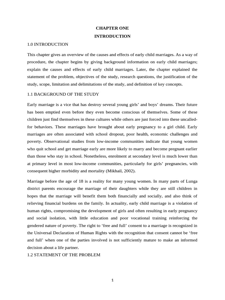 Causes and Effects of Early Child Marriage | PDF | Child Marriage ...