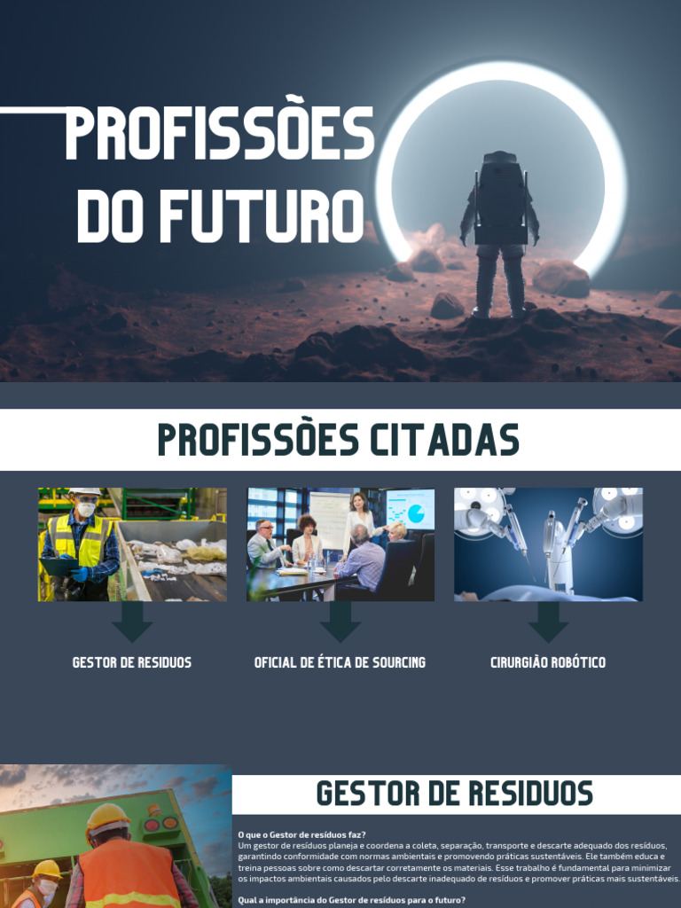 Profissões Do Futuro (1) | PDF | Desperdício | Robótica