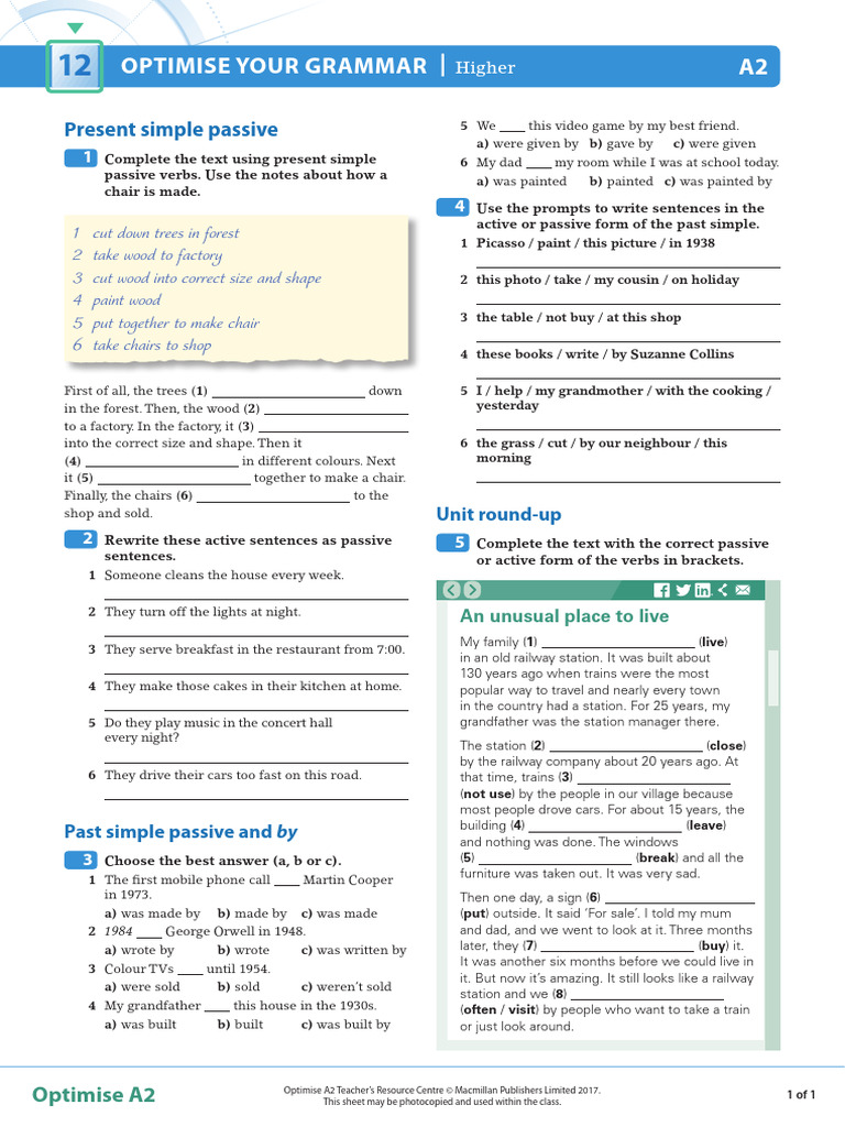 A2 Grammar: Present Simple Passive | PDF | Syntax | Grammar