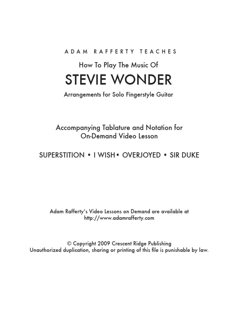 HOW TO PLAY THE MUSIC OF STEVIE WONDER② HOW TO PLAY THE MUSIC OF STEVIE WONDER② HOW TO PLAY THE