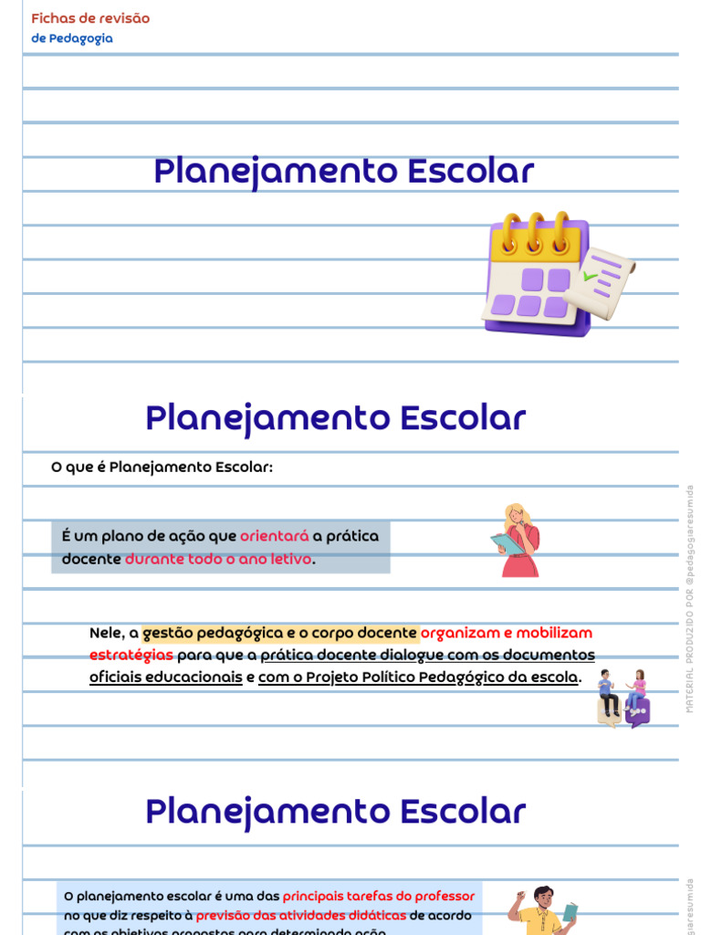 Objetivos do Planejamento Escolar | PDF | Pedagogia | Planejamento