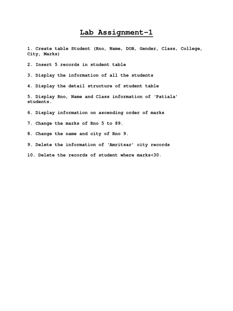 Lab Assignment 1 | PDF