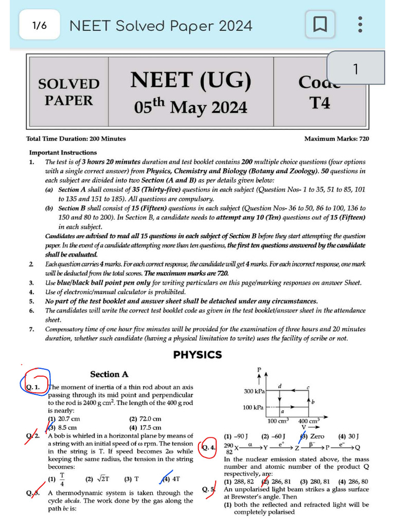 Physics 2024 Pyq Neet | PDF