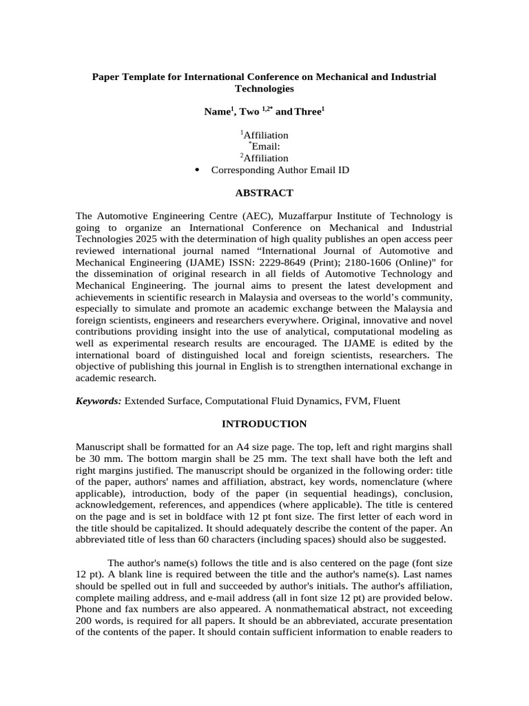 International Conference Paper Template | PDF | Paragraph | Typefaces