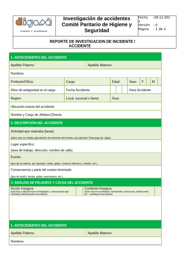 Reporte de Investigación de Accidentes | PDF