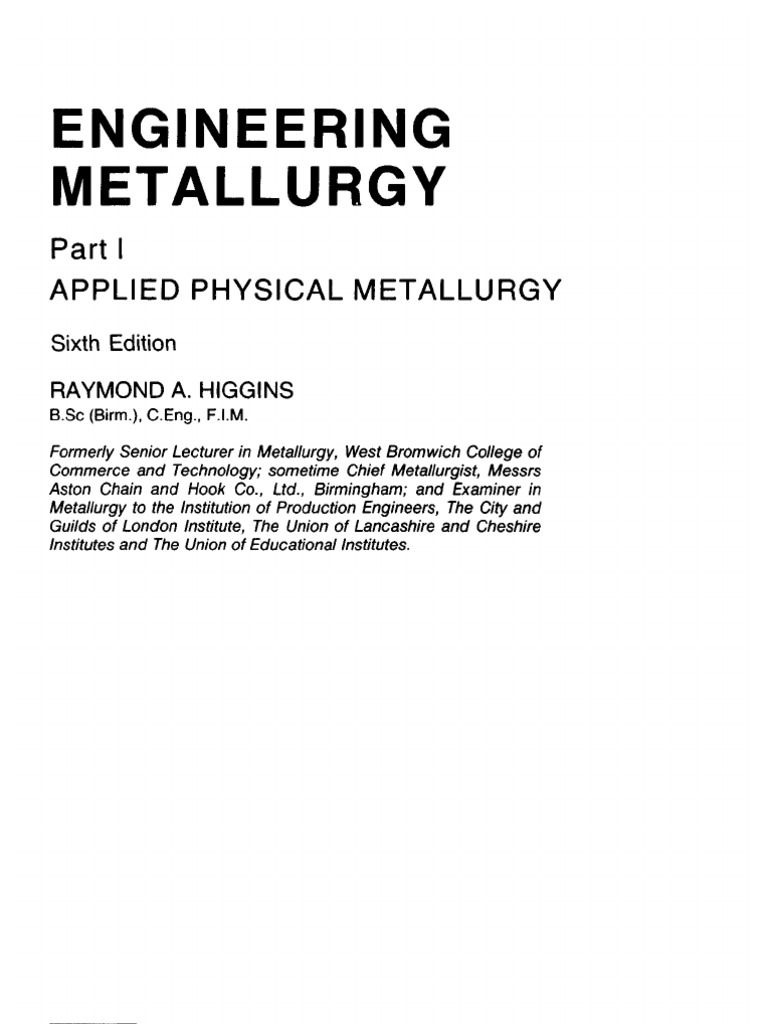 Applied Physical Metallurgy Sixth Edition | PDF | Ion | Metals