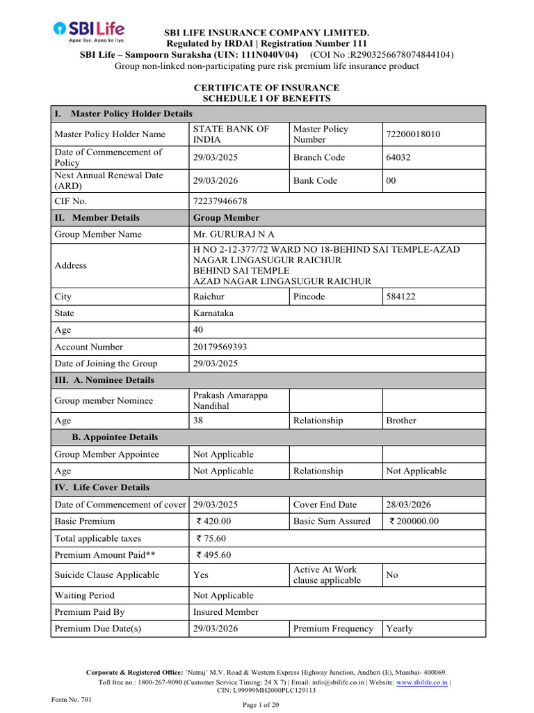 Corporate & Registered Office:: WWW - Sbilife.co - in | PDF | Insurance ...