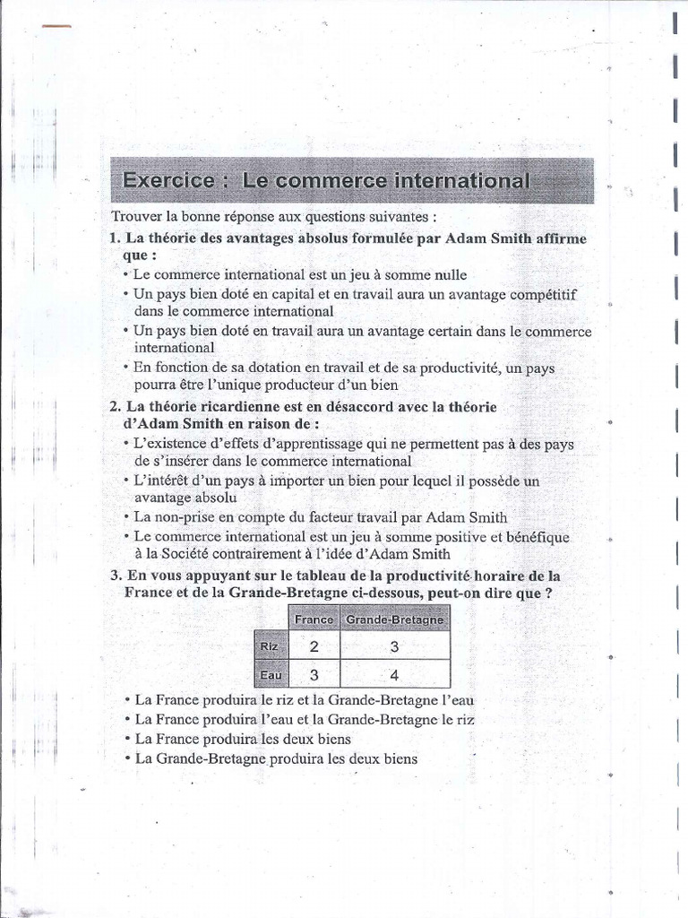 TD Sur Commerce International | PDF