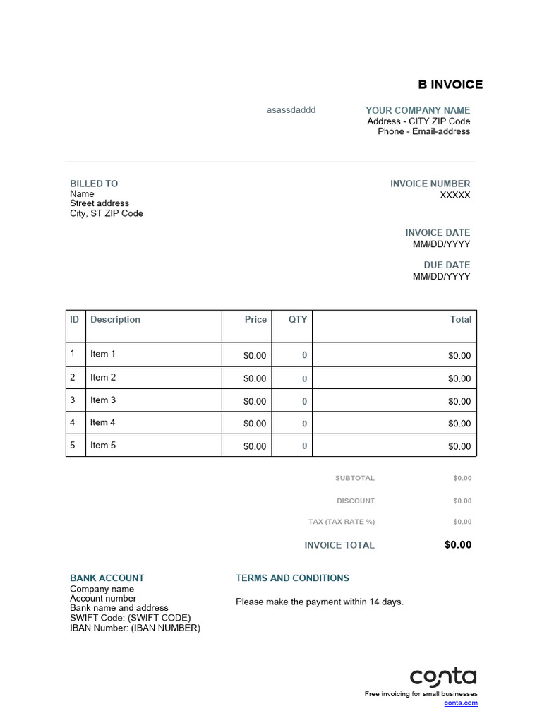 Sample PDF Invoice Template | PDF
