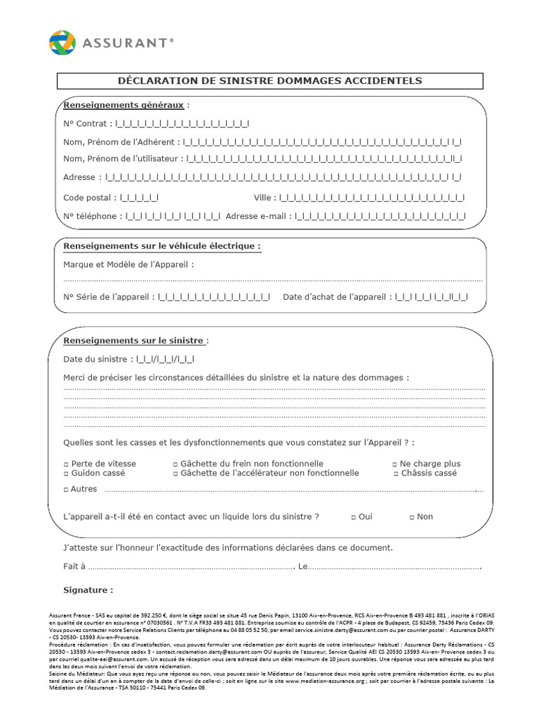 Formulaire Déclaration Bris Edpm | PDF