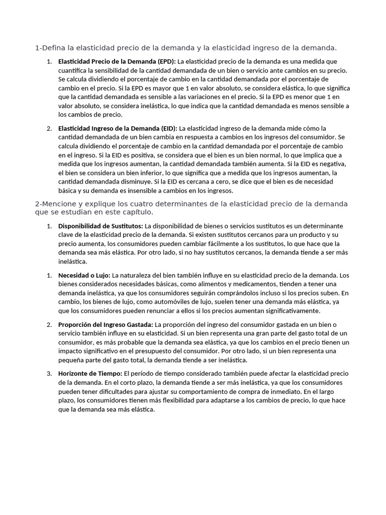 Elasticidad Precio e Ingreso de la Demanda | PDF | Elasticidad ...