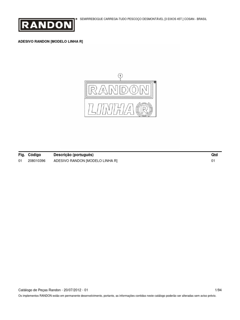 Prancha Randon | PDF | Eixo | Parafuso