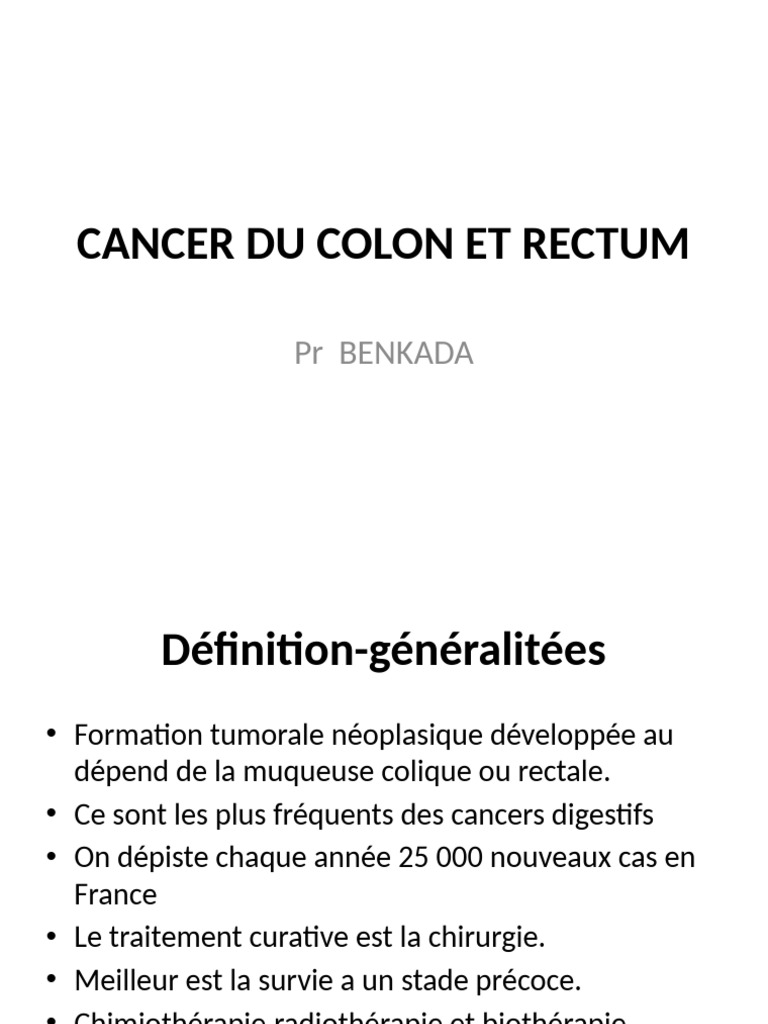 Compte Rendu sur le Cancer Colorectal | PDF | Cancer du côlon | Gros ...