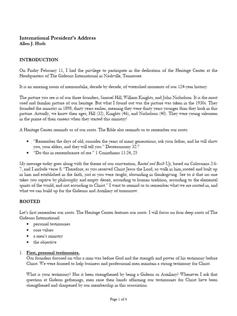 Gideons International Heritage Address | PDF | Biblical Inerrancy | Bible
