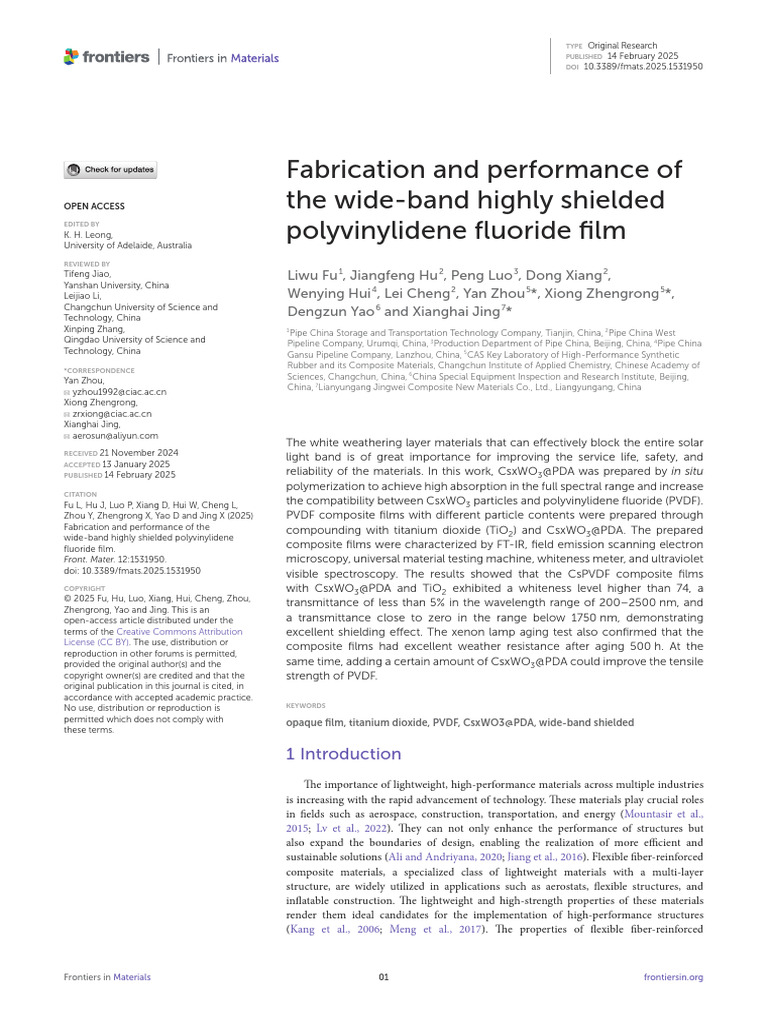 High-Performance PVDF Composite Films | PDF | Strength Of Materials ...