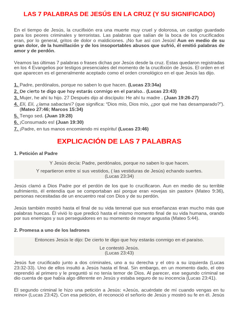 Las 7 Palabras Pdf Jesús María Madre De Jesús