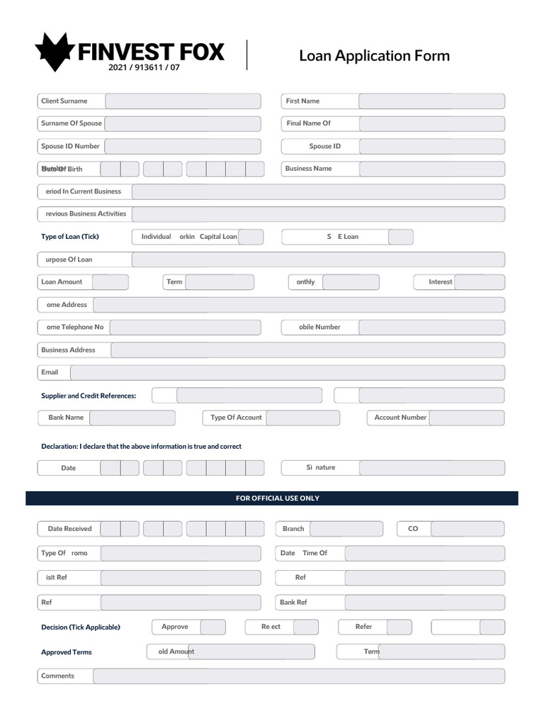 Loan Application Form Template | PDF