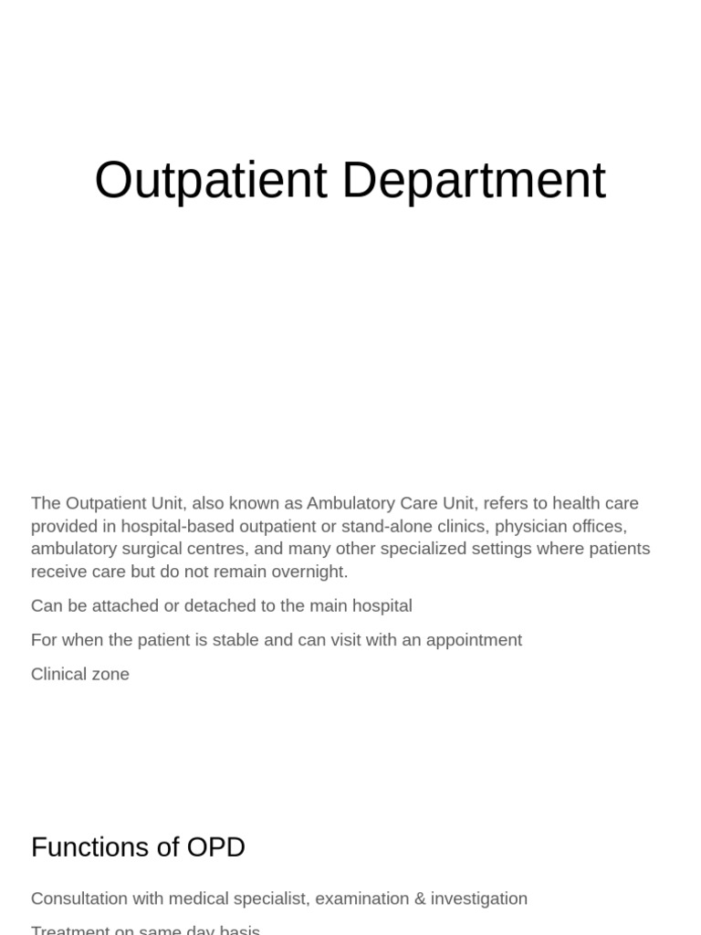 Outpatient Department Design Overview | PDF | Patient | Hospital