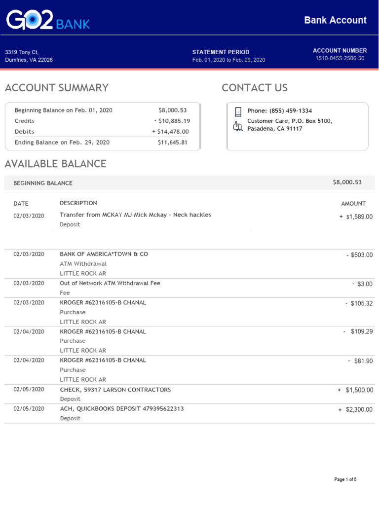 Go2Bank Statement | PDF | Banks | Business